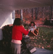 My Friends; Claudia, Hilary Welbourne (in the swing)